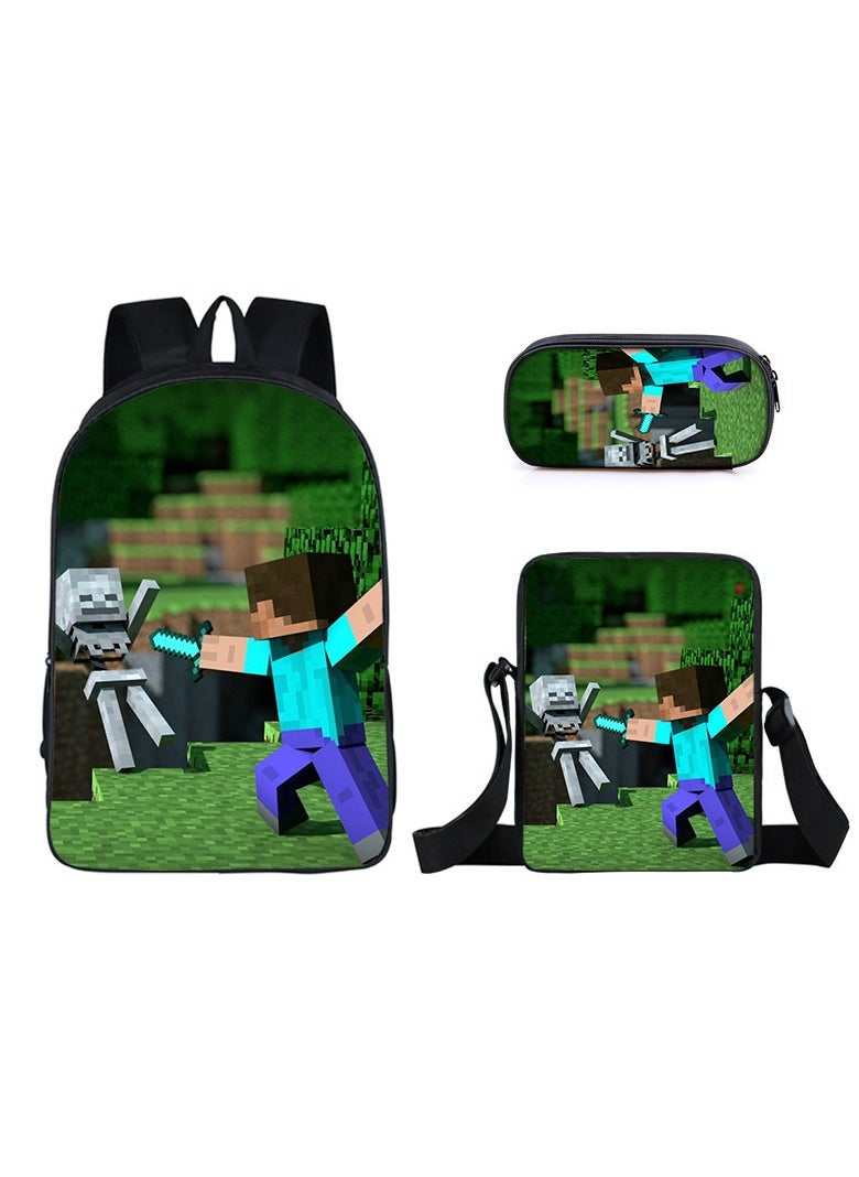 MINECRAFT My World Cartoon Student Backpack Three-piece Set 29*42*16cm 