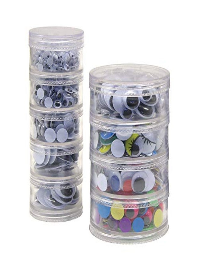 شينيل كرافت علبة تخزين قابلة للتكديس من كرييتيفيتي ستريت، بتصميم عيون متحركة، بأحجام متنوعة، وألوان متنوعة على خلفية بيضاء، 560 قطعة في المجموعة - Image 2