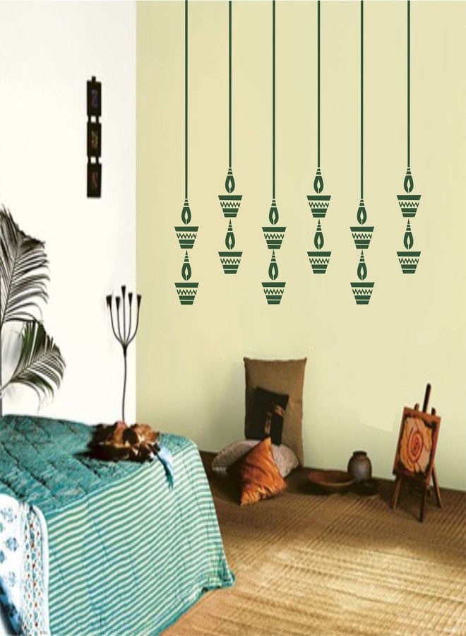 Asmi Collections PVC Wall Stickers Beautiful Hanging Diyas for Diwali - Image 1