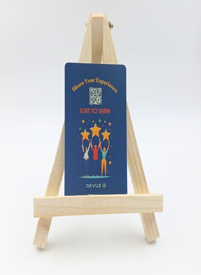 بطاقة مراجعة جوجل من REVUZ Flexilink - حامل خشبي لمتابعة وسائل التواصل الاجتماعي | خاصية NFC للنقر/مسح رمز الاستجابة السريعة | بطاقة PVC قابلة لإعادة الاستخدام | تغيير الروابط بنفسك (جوجل، فيسبوك، تريب أدفايزر، إنستجرام، يوتيوب، إلخ) (M4) - Image 1