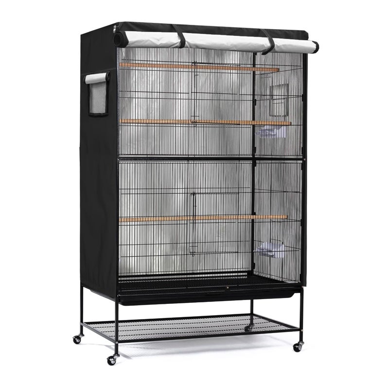 DUSTYPROTE Birdcage Cover, Universal Bird Cage Cover Good Night Blackout, Parrot Cage Cover Breathable, Black, 37 "W x 25 "D x 48 "H, Cover Only - Image 1