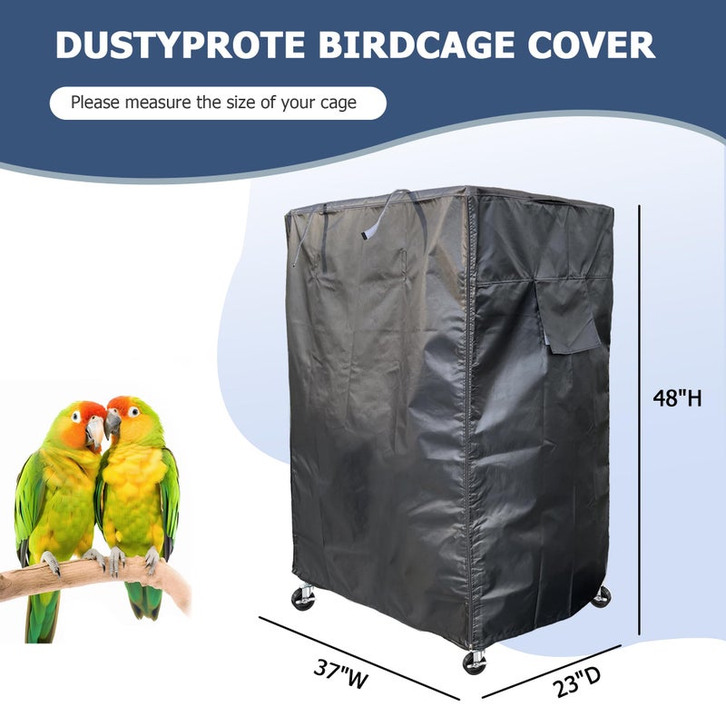 DUSTYPROTE Birdcage Cover, Universal Bird Cage Cover Good Night Blackout, Parrot Cage Cover Breathable, Black, 37 "W x 25 "D x 48 "H, Cover Only - Image 2