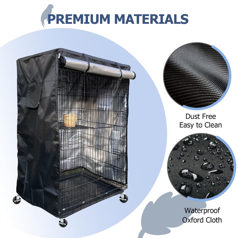 DUSTYPROTE Birdcage Cover, Universal Bird Cage Cover Good Night Blackout, Parrot Cage Cover Breathable, Black, 37 "W x 25 "D x 48 "H, Cover Only - Image 4