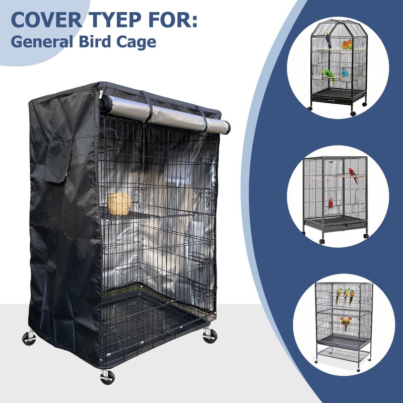 DUSTYPROTE Birdcage Cover, Universal Bird Cage Cover Good Night Blackout, Parrot Cage Cover Breathable, Black, 37 "W x 25 "D x 48 "H, Cover Only - Image 5