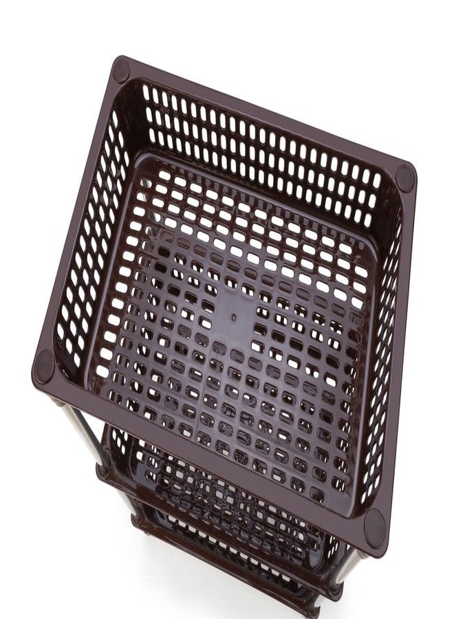 Finner Square Plastic-Stainless Steel Pipe Fruit & Vegetable Rack for Kitchen Storage Organizer Rack Shelf for Living Room, Office- (3 Layer, Brown) - Image 5