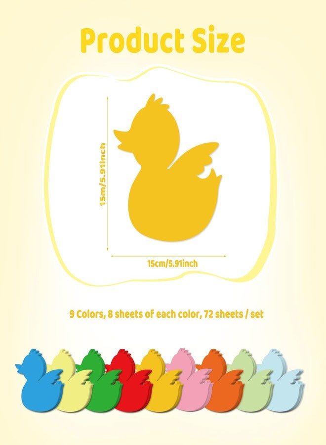 XIHIRCD 72pcs Duck Paper Cutouts Spring Summer Paper Cutouts Notice Board Cut Out Paper for Bulletin Board Classroom Crafts DIY Wall Decoration (9 Colors) - Image 2