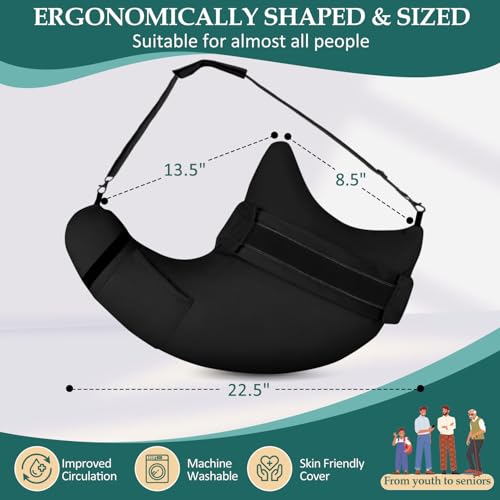 HARBOREST Shoulder Surgery Pillow with Straps & Pocket - Shoulder Pillow for Shoulder Pain, Rotator Cuff Pillow for Sitting, Shoulder Relief Pillow (Black) - Image 5