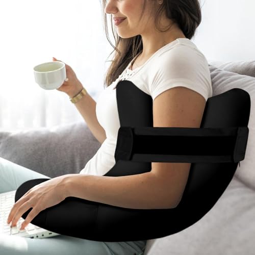 HARBOREST Shoulder Surgery Pillow with Straps & Pocket - Shoulder Pillow for Shoulder Pain, Rotator Cuff Pillow for Sitting, Shoulder Relief Pillow (Black) - Image 1