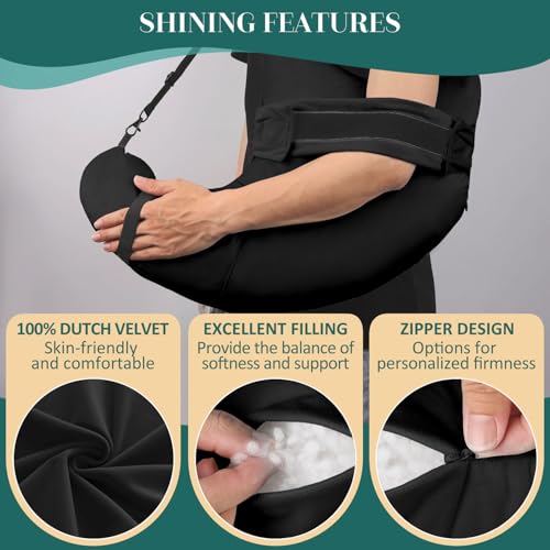 HARBOREST Shoulder Surgery Pillow with Straps & Pocket - Shoulder Pillow for Shoulder Pain, Rotator Cuff Pillow for Sitting, Shoulder Relief Pillow (Black) - Image 3