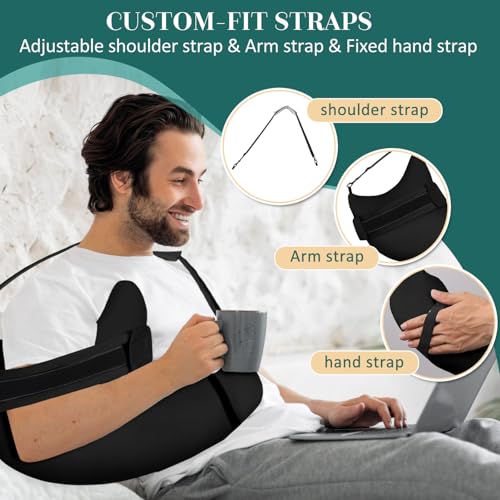 HARBOREST Shoulder Surgery Pillow with Straps & Pocket - Shoulder Pillow for Shoulder Pain, Rotator Cuff Pillow for Sitting, Shoulder Relief Pillow (Black) - Image 2