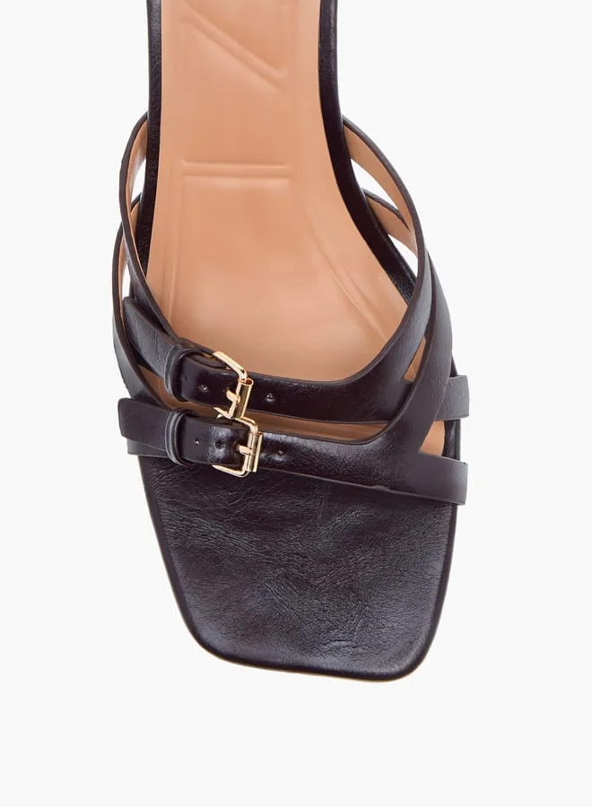 Celeste Womens Solid Strap Sandals With Buckle Accent And Stiletto Heels