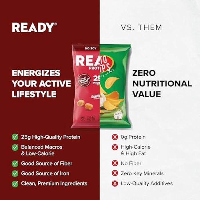 Ready® Protein Puffs – Guilt-Free, High-Protein Crunchy Snack – 25g Plant-Based Protein – Vegan, Gluten-Free, No Artificial Flavors – Barbecue (Case of 6, 2.5oz Bags) - Image 5