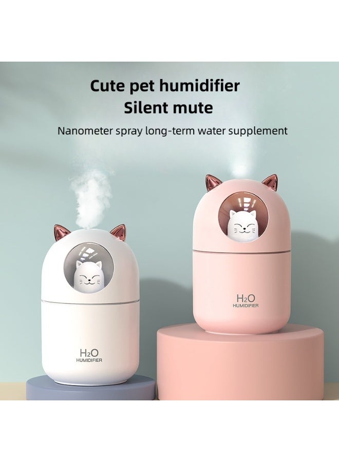 Mini Cute Cat Humidifiers， Portable USB Mini Humidifier, and Essential Oil Diffuser - Capacity 300ml, Dual Fog Mode, Quiet Operation,LED Night Light, Compact Air Freshener for Cars, Bedrooms, Offices, and Travel, Ideal Gift for Moisturizing Skin and Enhancing Emotions（pink） - Image 2