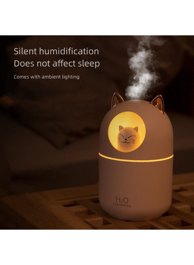 Mini Cute Cat Humidifiers， Portable USB Mini Humidifier, and Essential Oil Diffuser - Capacity 300ml, Dual Fog Mode, Quiet Operation,LED Night Light, Compact Air Freshener for Cars, Bedrooms, Offices, and Travel, Ideal Gift for Moisturizing Skin and Enhancing Emotions（pink） - Image 3