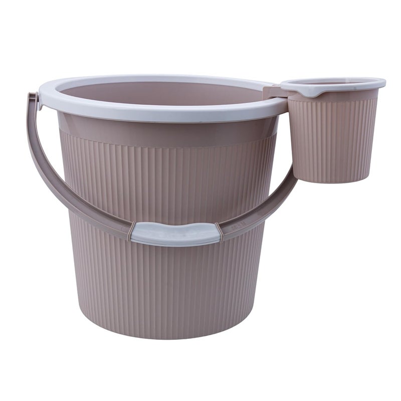 AIR O MATIC AIR O MATIC New Plastic Round Double Moulded Unbreakable 18 LTR Bucket 1 LTR Mug Bathroom Set Desert Rose 