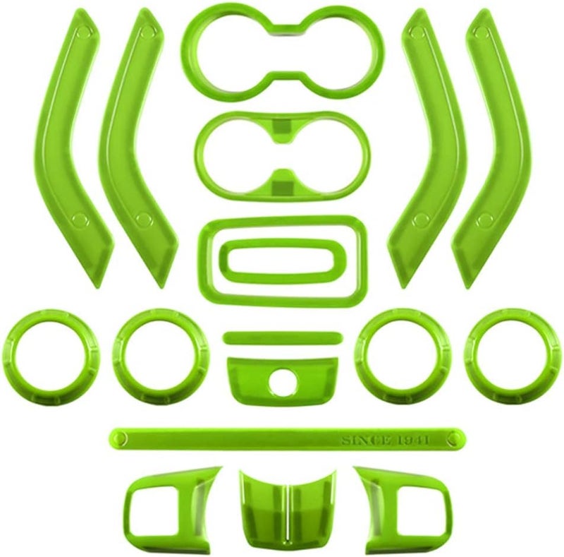 Opall 18PCS Full Set Interior Decoration Trim Kit for Jeep Wrangler JK JKU (2011-2018) - Green - Image 3