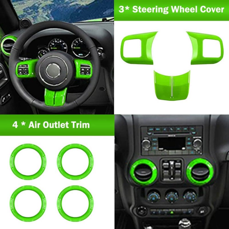 Opall 18PCS Full Set Interior Decoration Trim Kit for Jeep Wrangler JK JKU (2011-2018) - Green - Image 4