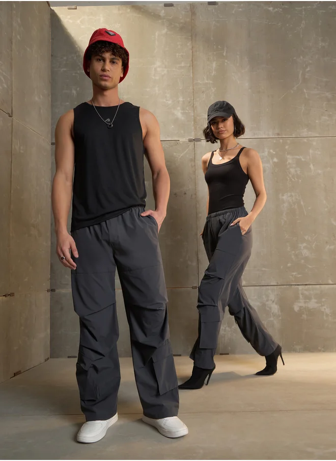 ساسافراس Pleated Knee Baggy Parachute Pants