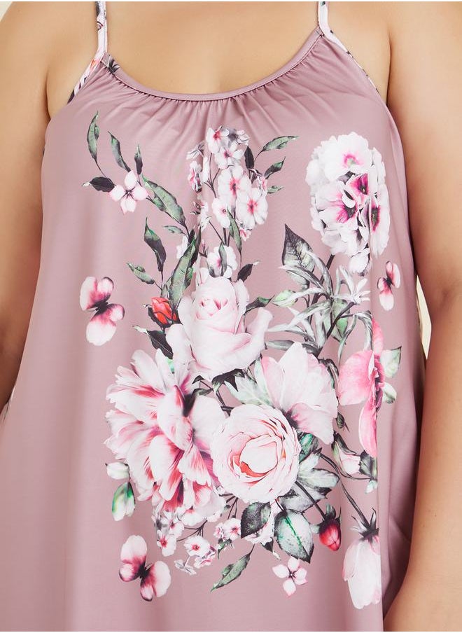 Styli - Plus Digital Floral Print Slip Dress - Image 1