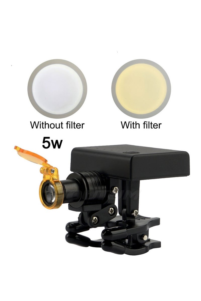 مصباح LED لاسلكي بقوة 5 وات لوحدة طب الأسنان مع ضوء مكبر ومصباح أمامي وبطارية قابلة لإعادة الشحن ومشبك على العدسة المكبرة لطب الأسنان - Image 3