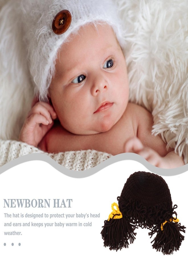 PACKOVE Baby Winter Knit Hat Lightweight Infant Beanie with Wig Decoration Soft Wool Yarn Warm Ear Protection Hat for Boys and Girls - Image 5