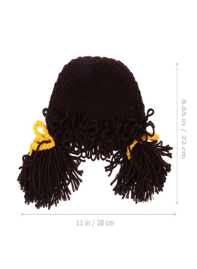 PACKOVE Baby Winter Knit Hat Lightweight Infant Beanie with Wig Decoration Soft Wool Yarn Warm Ear Protection Hat for Boys and Girls - Image 2