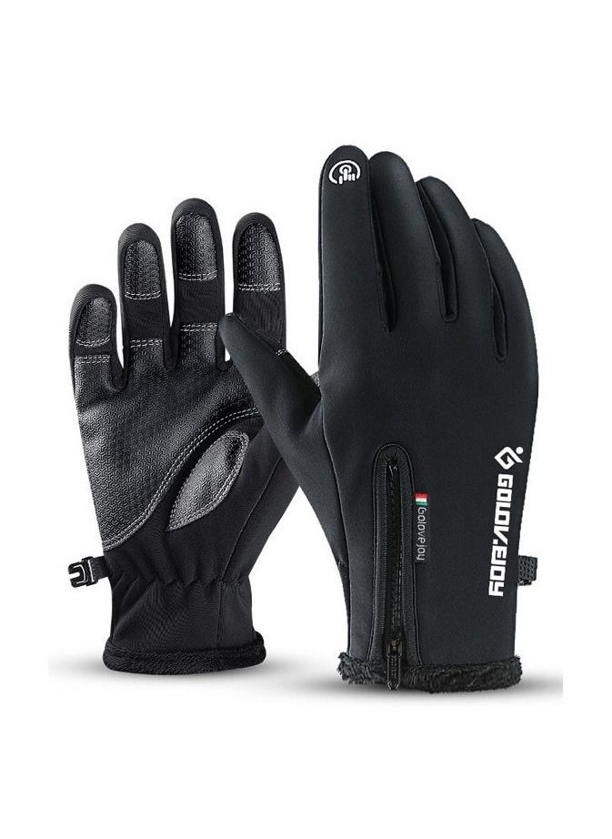 Golovejoy Winter Skiing Men And Women Outdoor Riding Waterproof Non Slip Plush Thickened Warm Gloves 