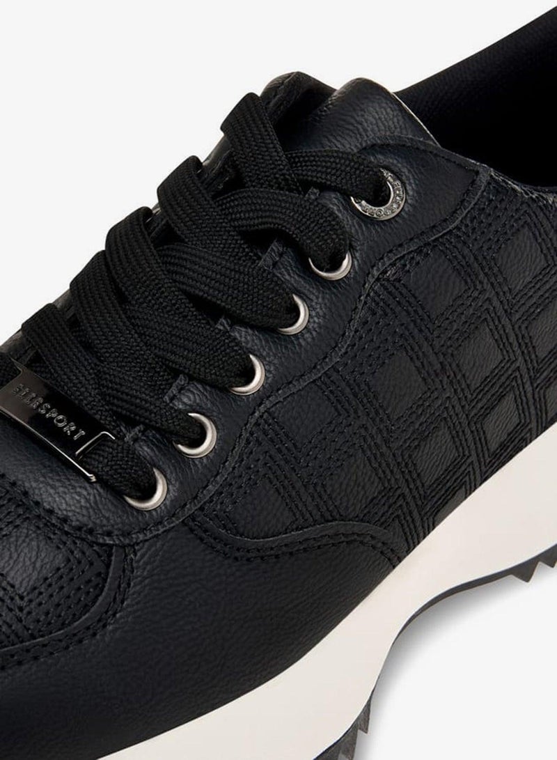 ELLE Women's Textured Sneakers with Lace-Up Closure - Image 4