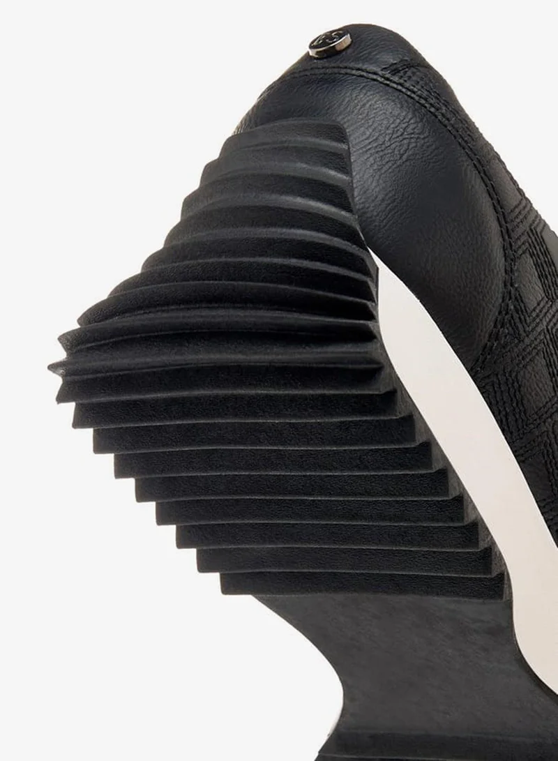 ELLE BLACK Women's Textured Sneakers with Lace-Up Closure for Women | Best Price UAE