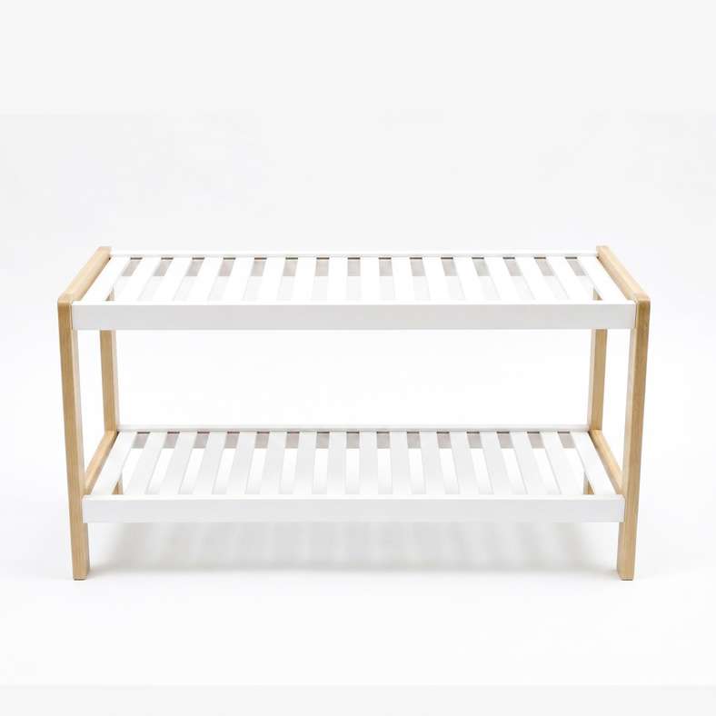 Pan Home Hecuba 2 Tier Storage Rack 70x26x36cm-White/Natural - 262MTA9900199 - Image 3