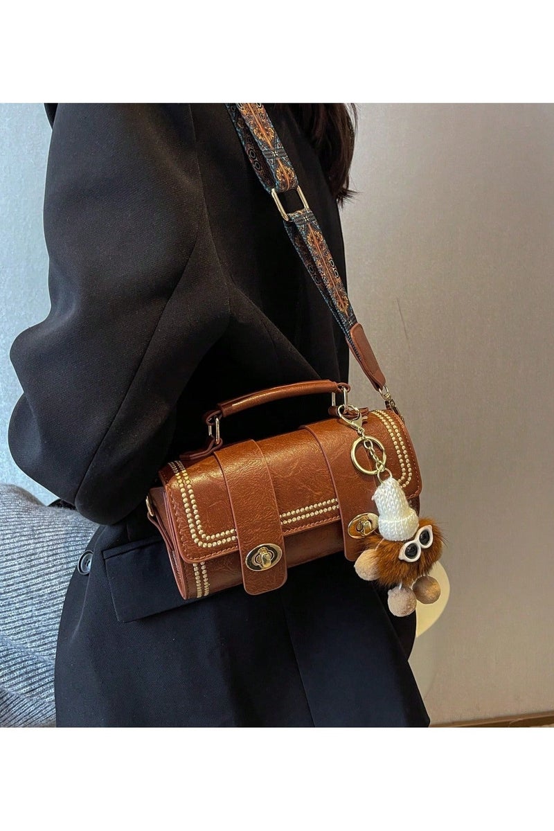 Women's Handbag in Brown Color – Made of Faux Leather and Equipped with an Adjustable Shoulder Strap Featuring Elegant Embroidery. - Image 4