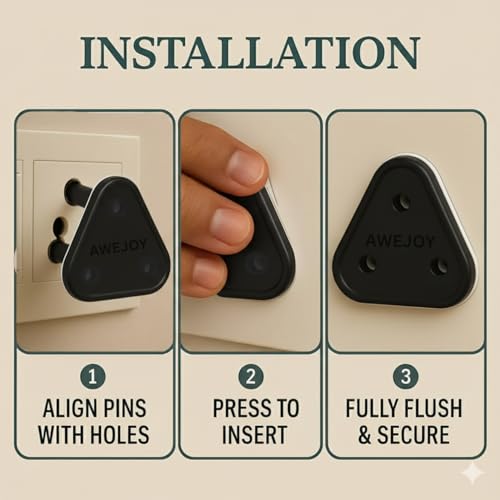 AWEJOY Baby Safety Electric Socket Plug Cover Guards Switchboard Dummy Socket Plug Cover Guards for Kids Protection (Pack of 6 (5Ax5, 15Ax1), Grey) - Image 5