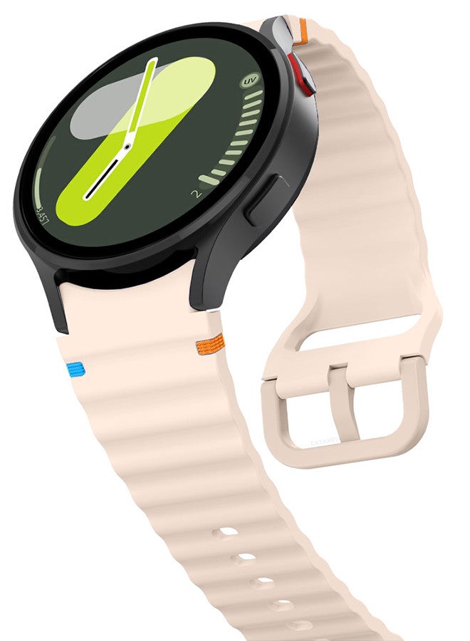 CATANES (for Samsung Galaxy Watch 7 / Samsung Galaxy Watch 6 ) Silicone Sport Band with Decorative Woven Line Durable and Sport Design for Men Women Light Pink - Image 4