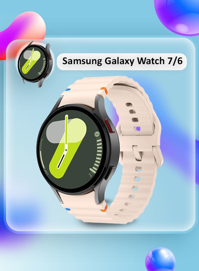 CATANES (for Samsung Galaxy Watch 7 / Samsung Galaxy Watch 6 ) Silicone Sport Band with Decorative Woven Line Durable and Sport Design for Men Women Light Pink - Image 3