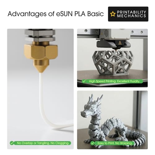 eSUN PLA Basic Filament 1.75mm, 3D Printer Filament High Speed PLA for Fast Printing, 1KG per Spool, 2 Spools High Speed 3D Printing Filament, Grey - Image 5