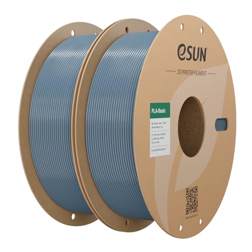 eSUN PLA Basic Filament 1.75mm, 3D Printer Filament High Speed PLA for Fast Printing, 1KG per Spool, 2 Spools High Speed 3D Printing Filament, Grey - Image 1