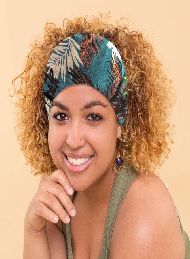 Wolblix 4Pcs Bohemian Gym Headbands for Women Men Girls, Stretchable Wide Hair Bands with Trendy Floral Prints, Yoga Sweatbands for Workout, Running, Tennis, Marathon, 4 Colors-Unisex - Image 3