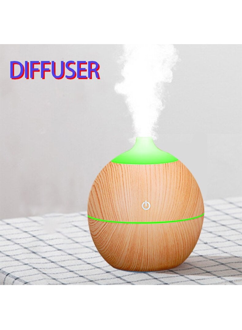 general 130ML Aromatherapy Essential Oil Diffuser Wood Grain Ultrasonic Air Humidifier Cooling with 7 Colors LED Light - Image 2