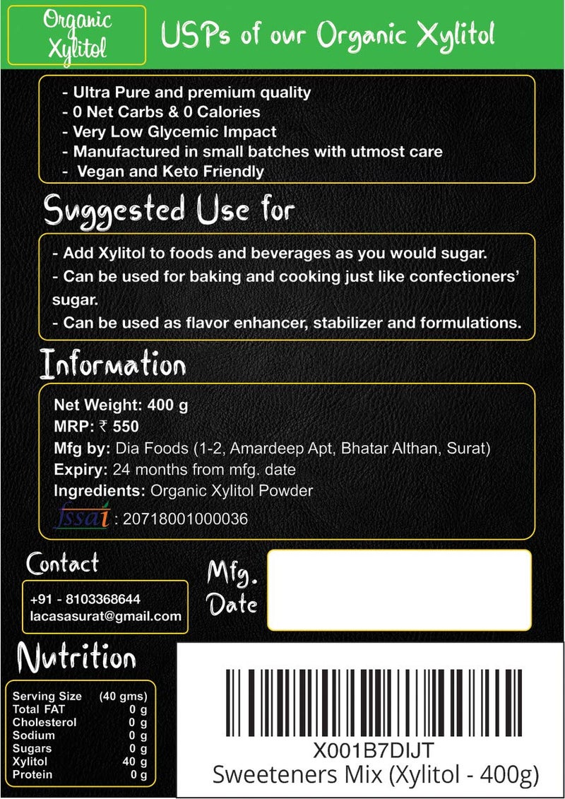 La Casa Organic Xylitol 100% Natural Sweetener for Diabetes | Combo Pack of 2 | Sugarfree | Keto Sweetener | Very Low Glycemic Impact | 400g Each | - Image 5