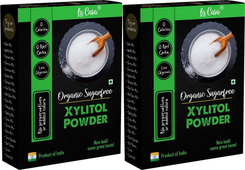 La Casa Organic Xylitol 100% Natural Sweetener for Diabetes | Combo Pack of 2 | Sugarfree | Keto Sweetener | Very Low Glycemic Impact | 400g Each | - Image 1