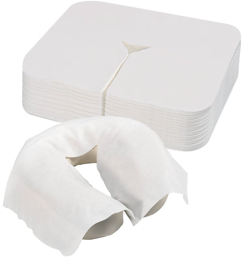 YEEOZOE 500 Count Face Cradle Covers for Massage Table, Medical-Grade Nonwoven Disposable Headrest Covers for Massage Chair, 12 * 16 inches White SPA Face Rest Cover - Image 1