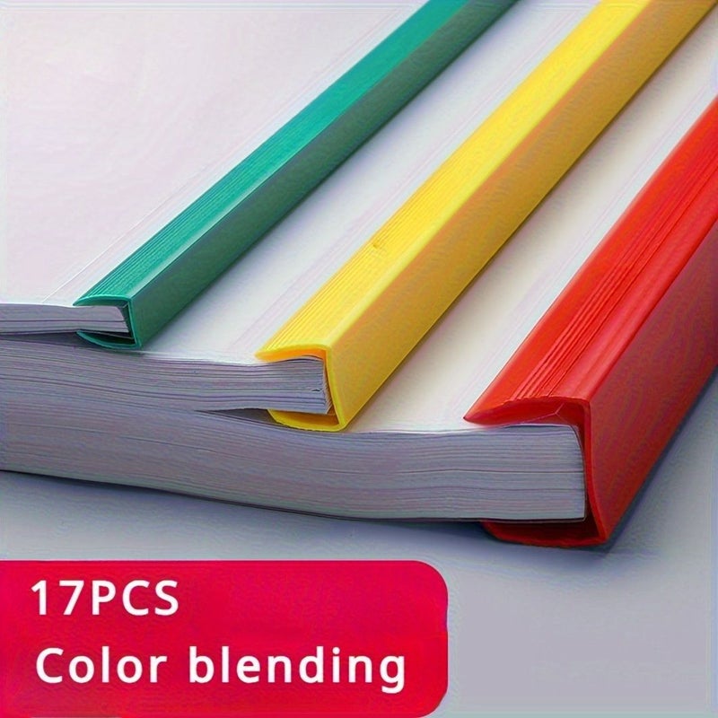 17 Pcs A4 File Pull Bar Clips Random Color Folders Lever Arch Binders Display File Strips Portable Office School Supplies Document Organizer For Reports Resumes - Image 1
