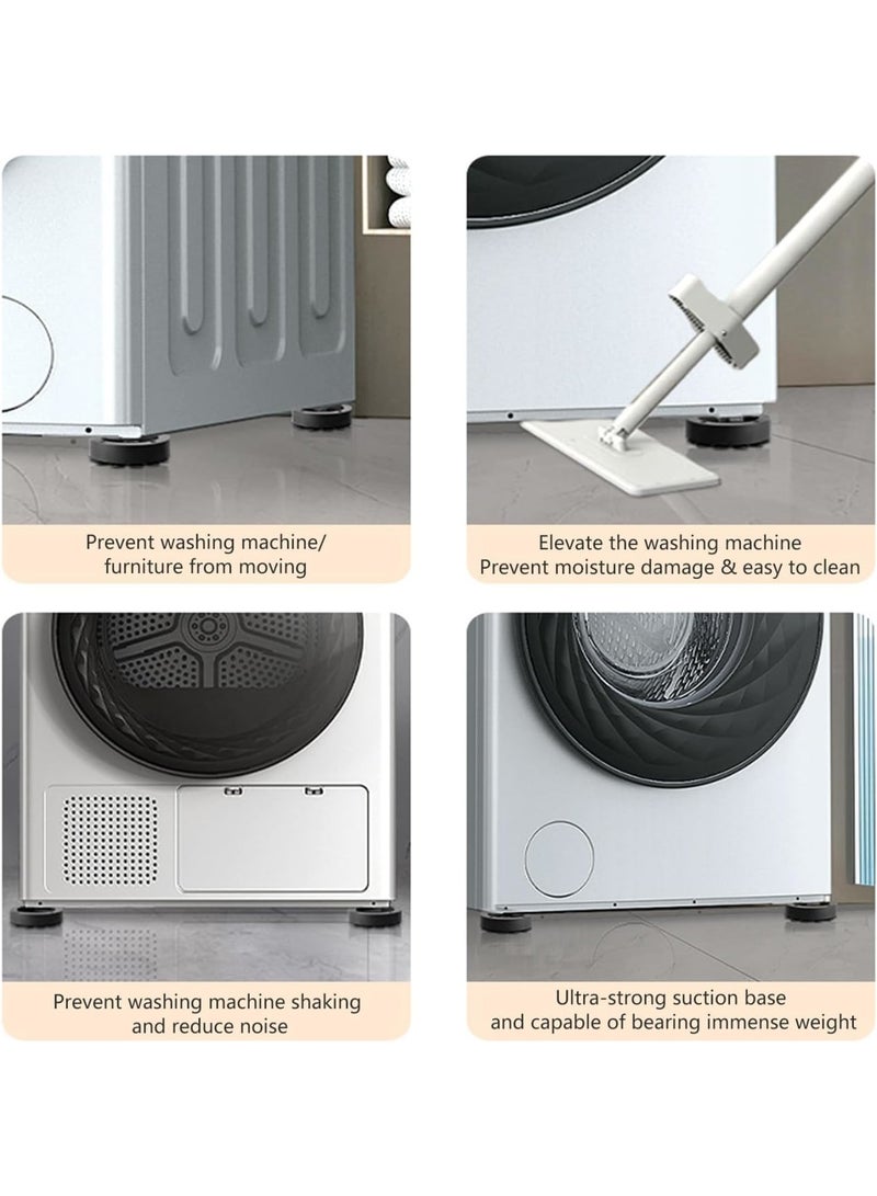 SOLARAE Washer Dryer Anti Vibration Pads, 4 Pcs Noise Cancelling Washing Machine Support with Suction Cup Feet, Fridge Leveling Feet, Anti Walk Pads Shock Absorber, Protects Laundry Room Floors, Black - Image 3