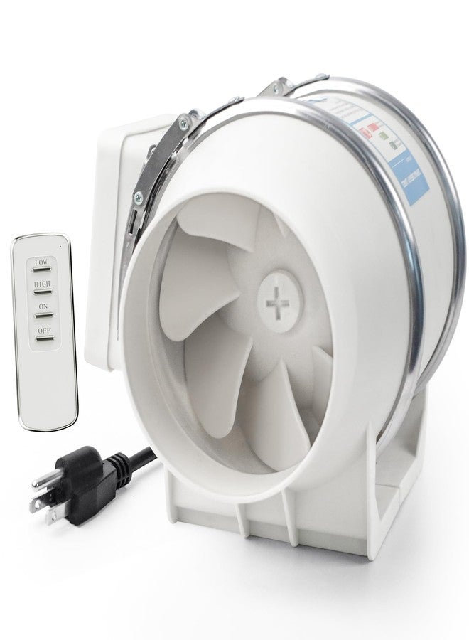 Voltset 4" Inch Inline Exhaust Fan with Remote Control, 280 CFM High Efficiency Air Flow for Bathroom, Kitchen, Grow Tent, Hydroponics, 3D Printer - Image 1