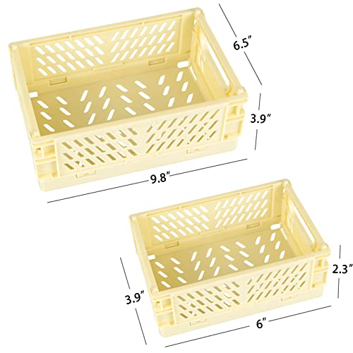 Tixill 2Pack Mini Foldable Plastic Baskets for Organizing and Storage Collapsible Storage Crate for Home Kitchen Bedroom Bathroom Office 98x65x38 Yellow - Image 3