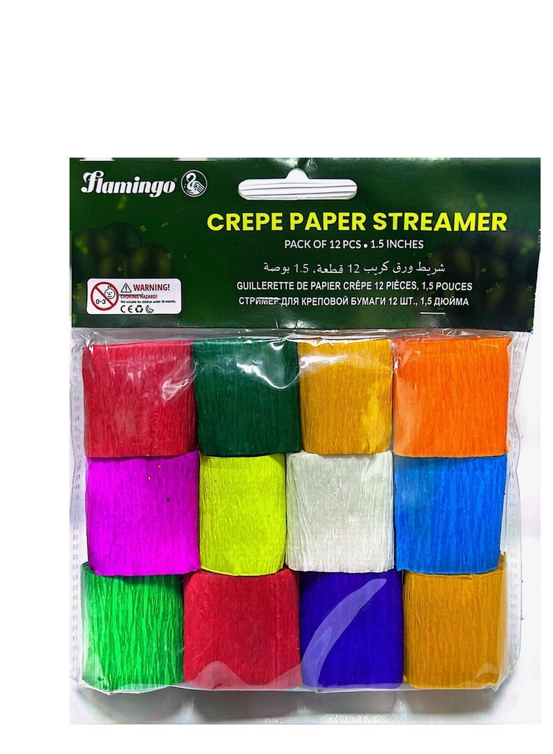 Flamingo 12pcs Crepe Paper Streamers Colored Paper Streamer Birthday Wedding Decorations - Image 3