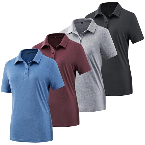 TVKSOM Women's Golf Polo Shirts Lightweight Moisture Wicking Short Sleeve Shirt Quick Dry Athletic Tennis Tops - Image 2
