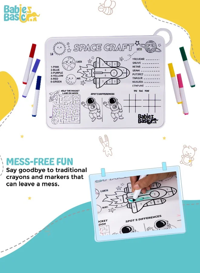 Babies Basic Reusable Silicone Colouring Mat With Pens And Travel Case - Game Design