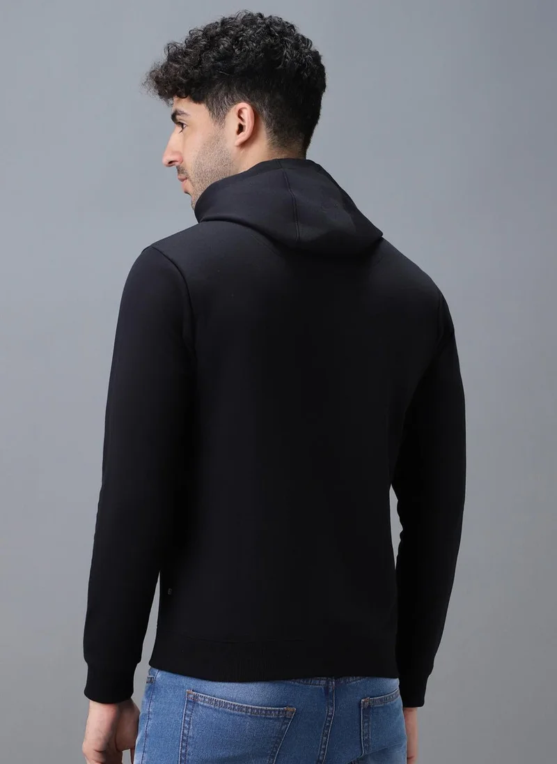 Urbano Fashion  Urbano Fashion Men's Black Cotton Solid Hooded Neck Sweatshirt for Men | Best Price UAE