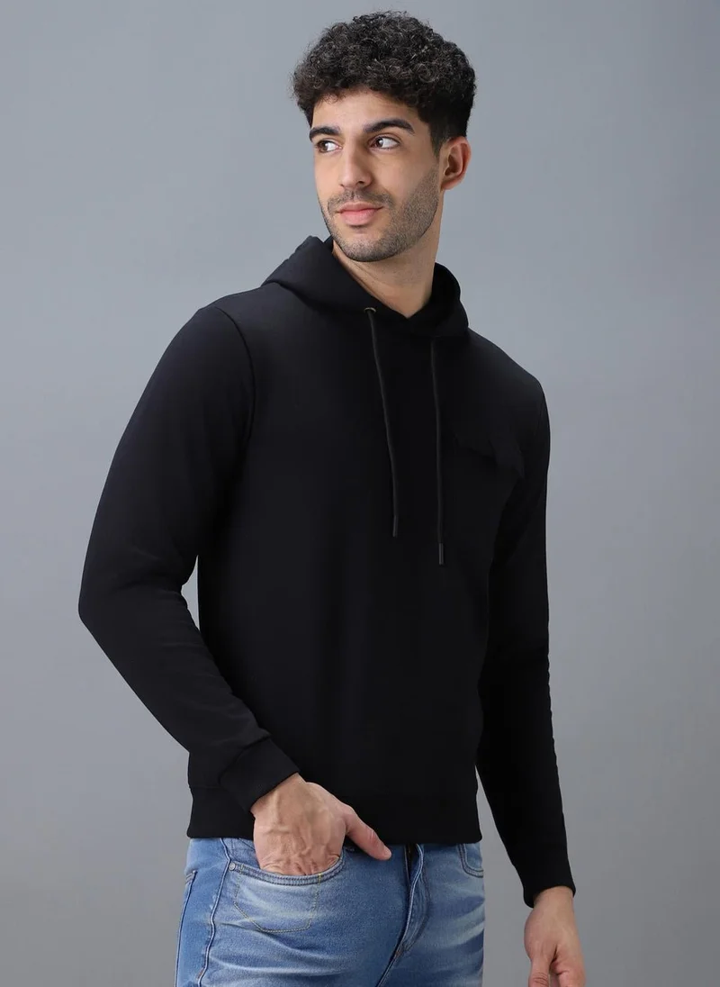 Urbano Fashion  Urbano Fashion Men's Black Cotton Solid Hooded Neck Sweatshirt for Men | Best Price UAE